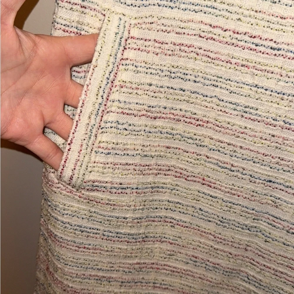 LOFT colorful bouncle Tweed Puff Sleeve Shift Dress - Picture 4 of 7